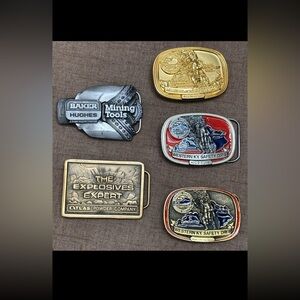 Lot of 5 Vintage 1970-1990 Buckles Atlas Powder Company Baker Hughes Coal Mining